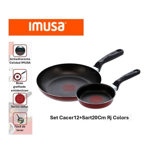 Set de Sartenes Imusa Colors 12cm y 20cm Antiadherentes Rojos img #1