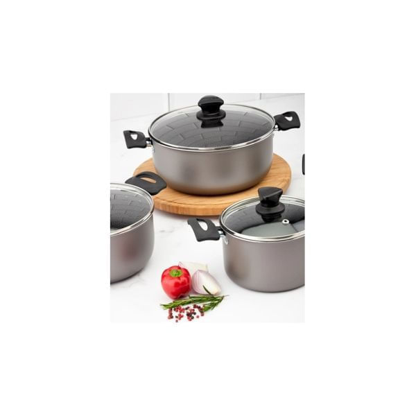 Batería de Cocina Imusa 8 Piezas Antiadherente con Tapas de Vidrio img #2