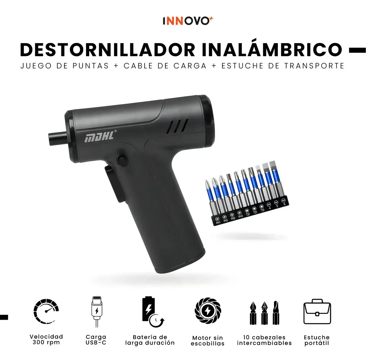 Destornillador Eléctrico Inalámbrico Recargable Tipo Pistola img #5