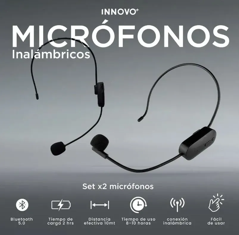 Micrófono Conferencia Inalámbrico Diadema Bluetooth 5.0 Set X2 Profesional Recargable Negro Negro img #4