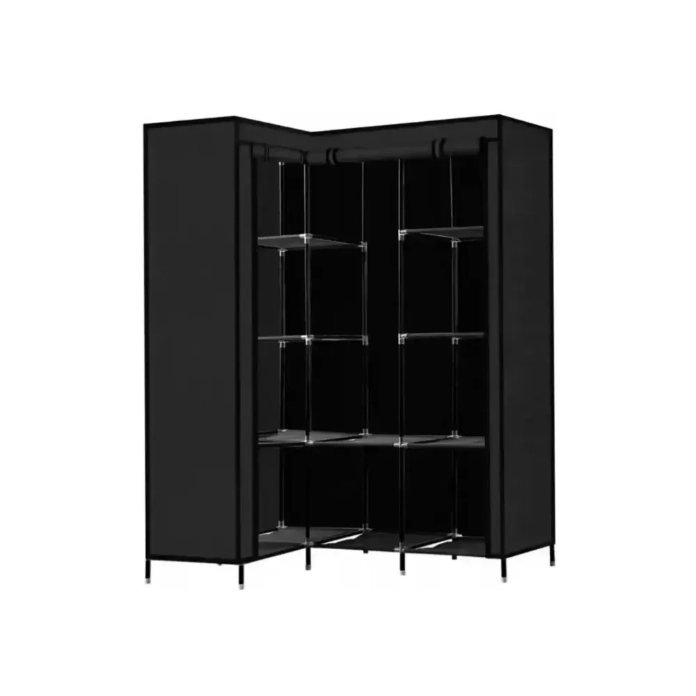 Closet Esquinero Organizador De Ropa 8 Estantes Armado Facil Negro img #1