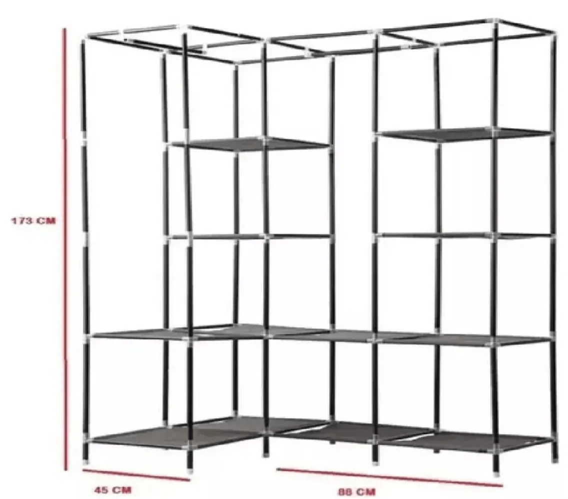 Closet Esquinero Organizador De Ropa 8 Estantes Armado Facil Negro img #2