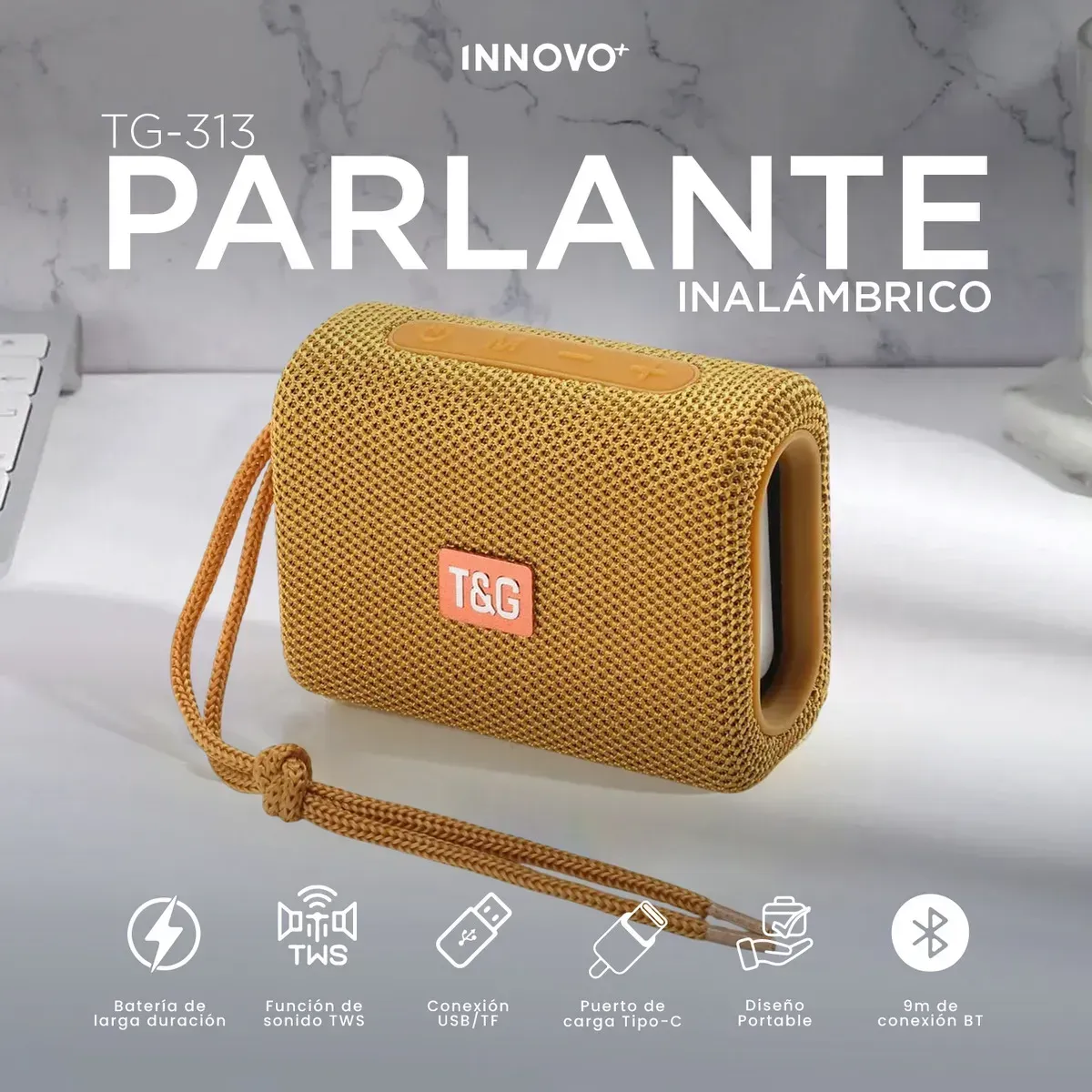 Mini Parlante Bluetooth Impermeable Portable Tws Mostaza img #5