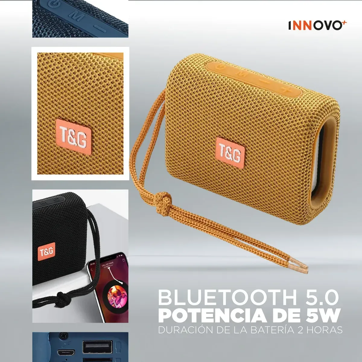 Mini Parlante Bluetooth Impermeable Portable Tws Mostaza img #2