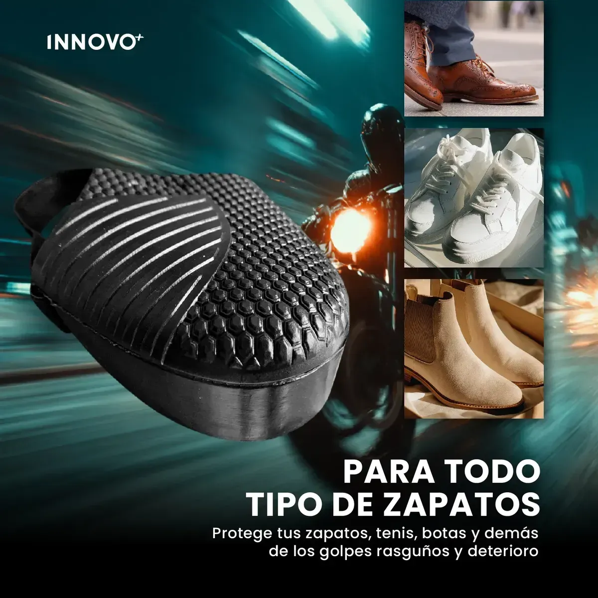 Protector De Calzado Para Moto Cubre Zapatos De Caucho Negro Unica img #2