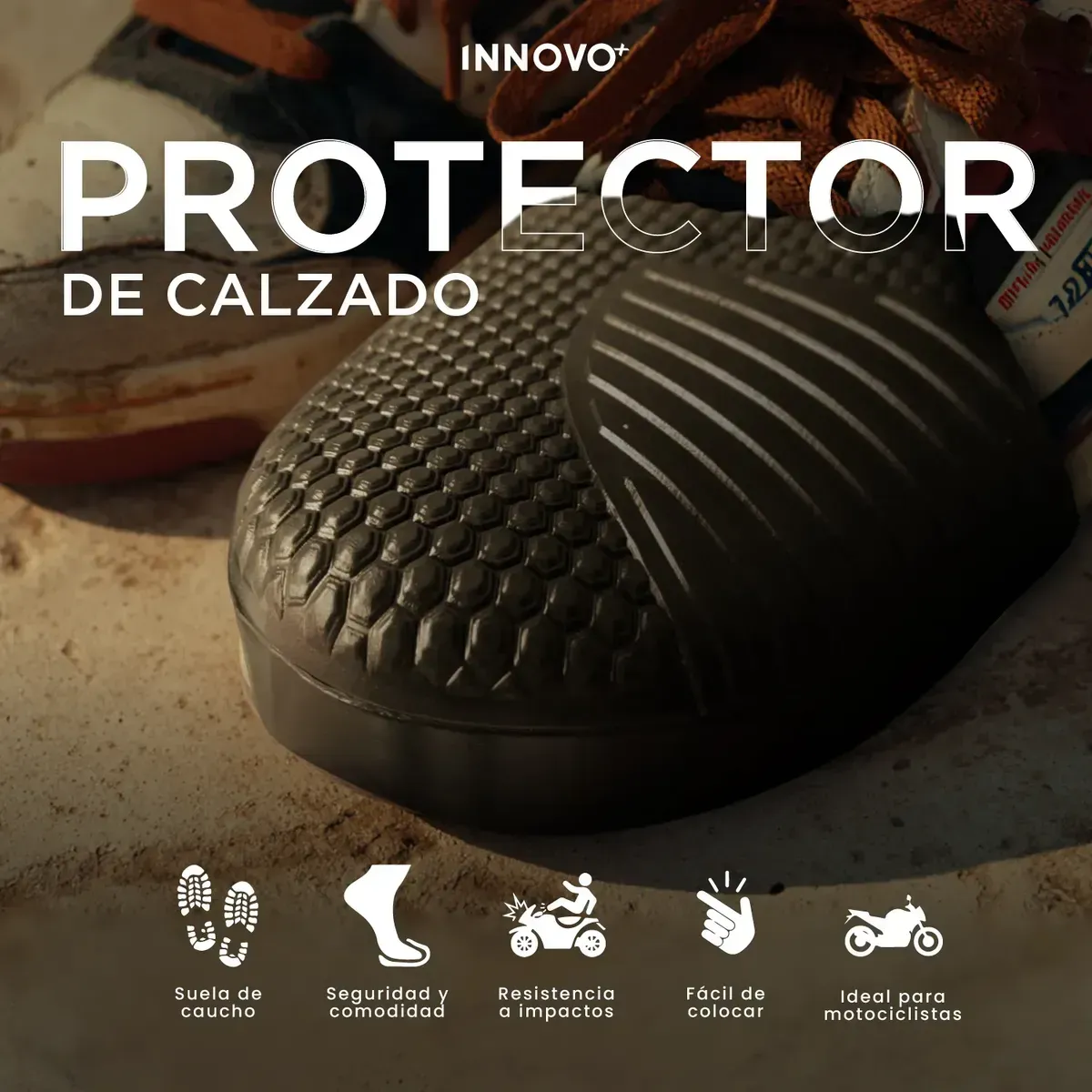 Protector De Calzado Para Moto Cubre Zapatos De Caucho Negro Unica img #4