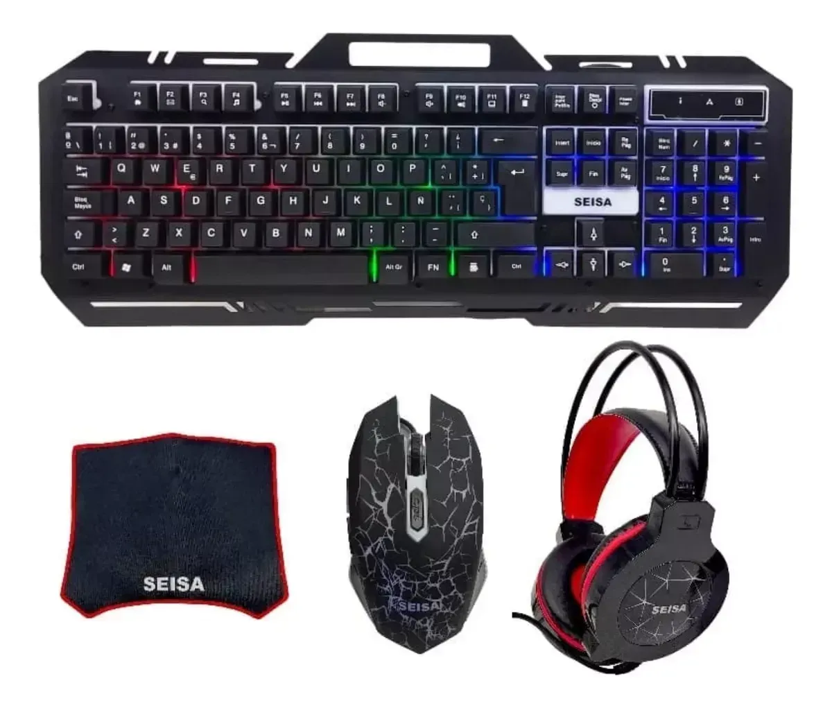 Combo Gamer Kit Teclado Mouse Diadema Pad Mouse Rgb Gamer img #1