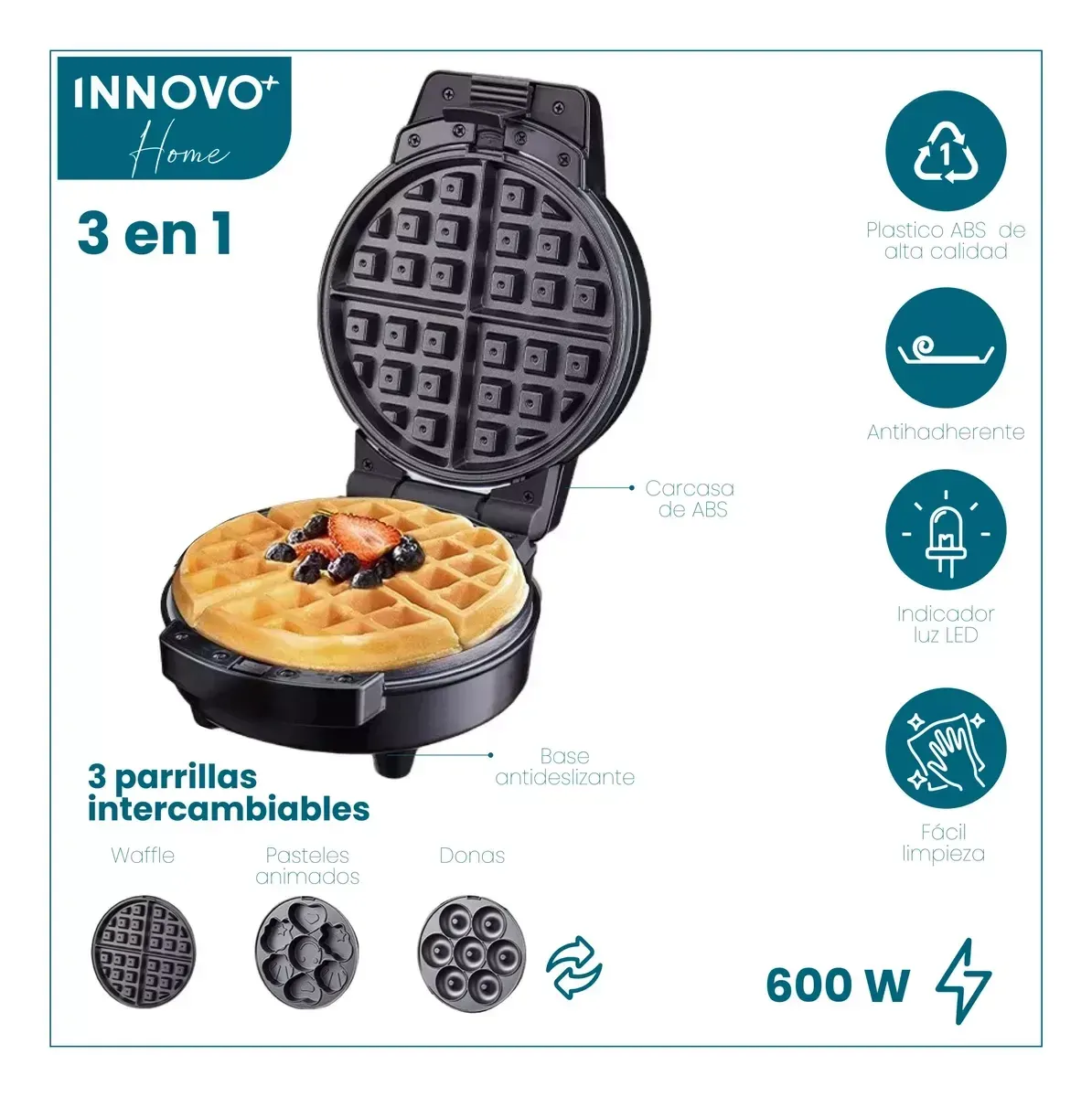 Maquina De Donas Waflera Figuras 3 En 1 Snak Maker 600w img #4