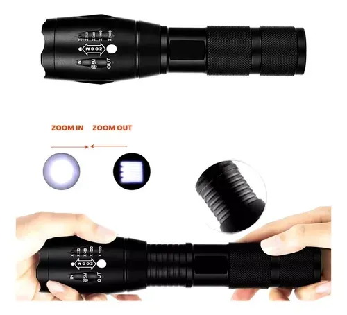 Linterna Tactica Led Ipx67 Recargable Con Estuche Zoom Metal img #7