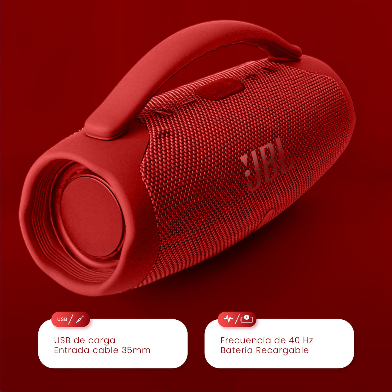 Parlante Mini Boom Bluetooth Inalámbrico Rojo Innovo Tech img #2