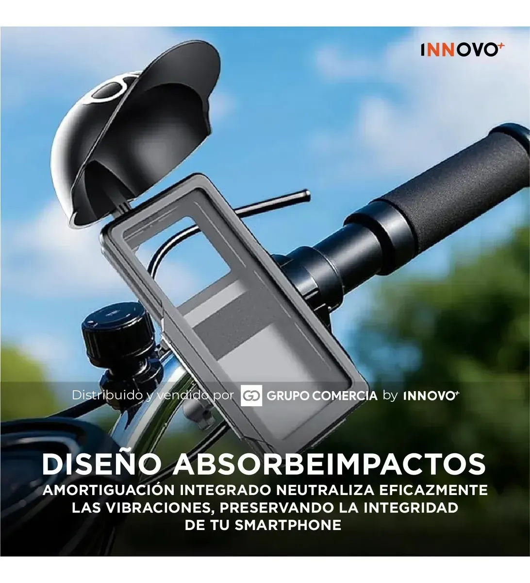 Soporte Celular Moto Y Bici Con Visera Solar E Impermeable Protección Pro Antivibración Negro Negro img #4