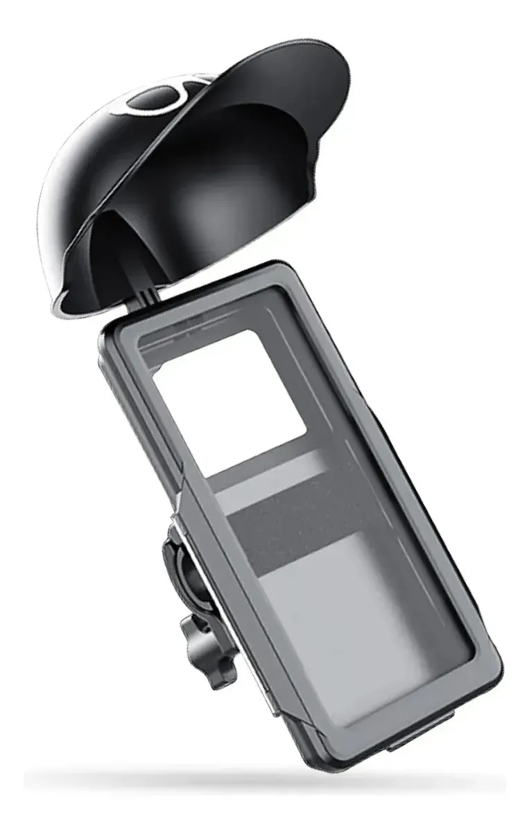 Soporte Celular Moto Y Bici Con Visera Solar E Impermeable Protección Pro Antivibración Negro Negro img #1