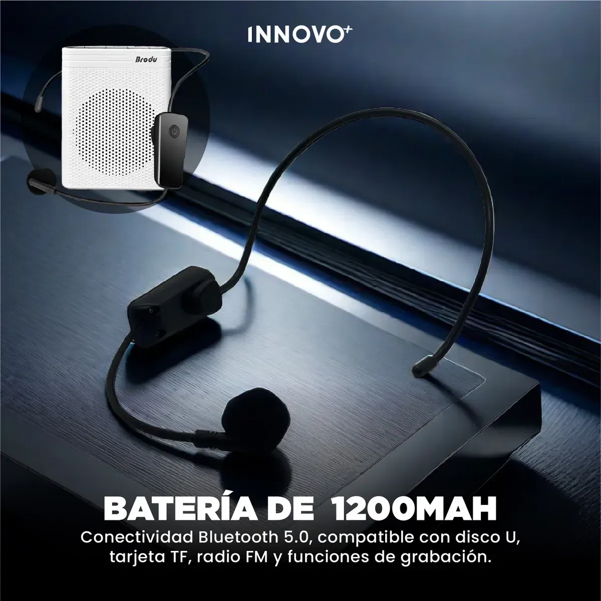 Amplificador De Voz Portátil Bluetooth Con Micrófono Inalámbrico Diadema Blanco Blanco img #3