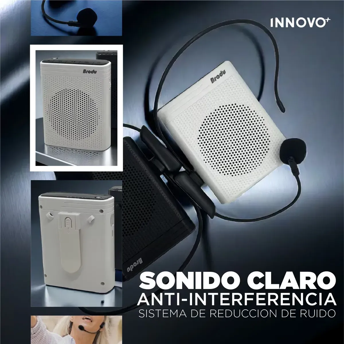 Amplificador De Voz Portátil Bluetooth Con Micrófono Inalámbrico Diadema Blanco Blanco img #4