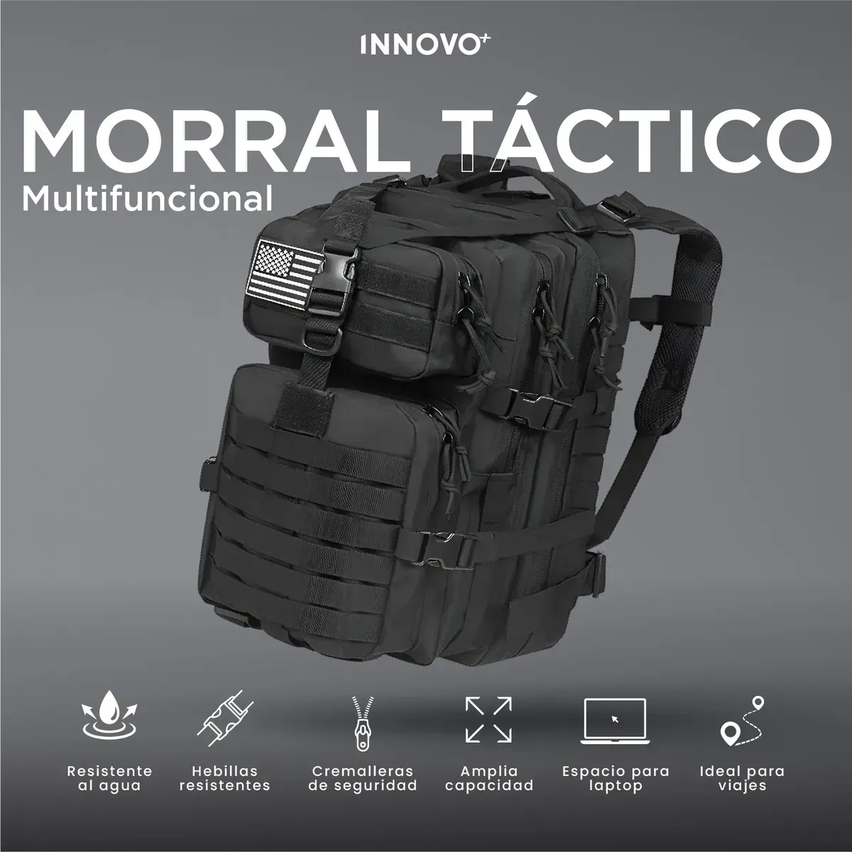 Bolso Maleta Morral Militar Táctico Ultra-resistente Oxford Impermeable Negro Liso Negro Liso img #5