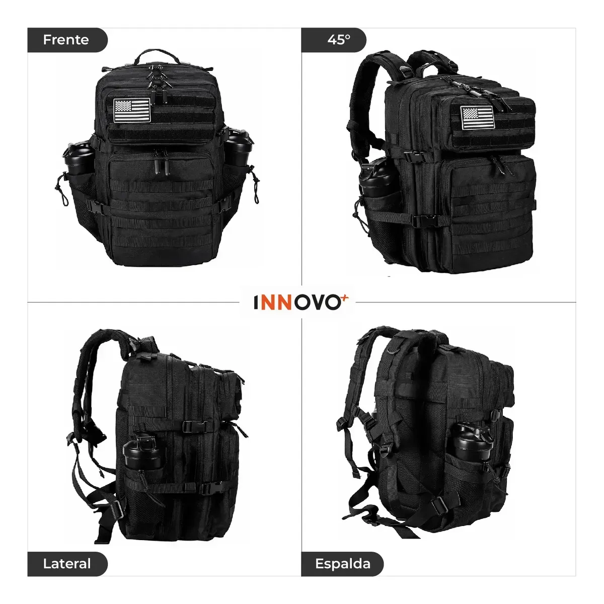 Bolso Maleta Morral Militar Táctico Ultra-resistente Oxford Impermeable Negro Liso Negro Liso img #2