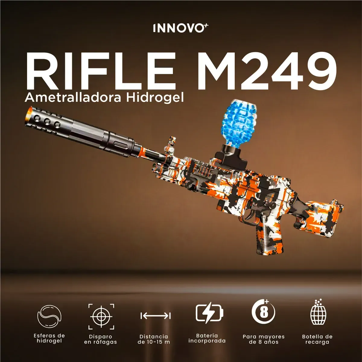 Rifle M249 Juguete Hidrogel Ametralladora 10000 Orviz img #1