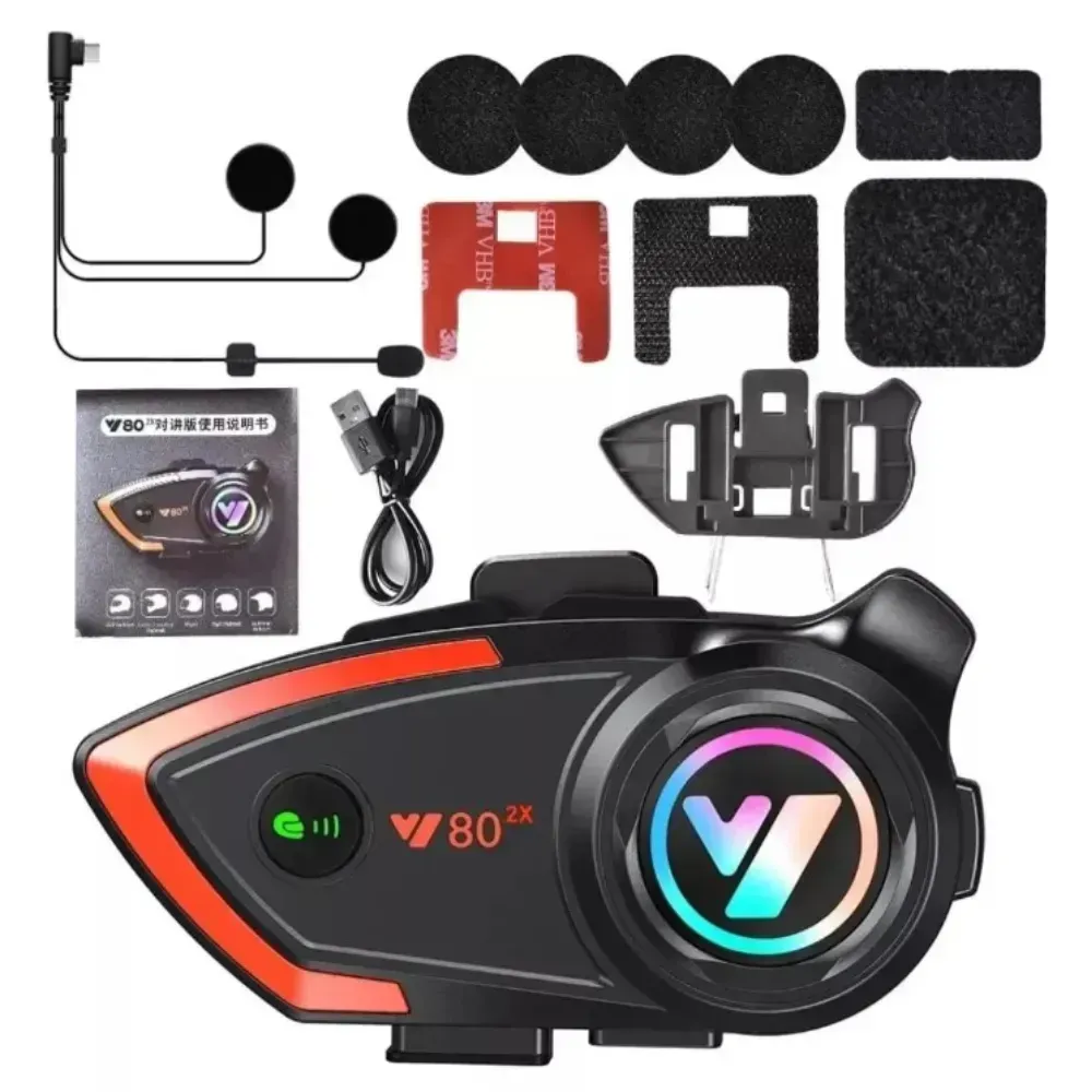 Intercomunicador Y80X Pro Conexión Universal Para Casco Comando Voz Obsequio BT12 Compatibles img #5