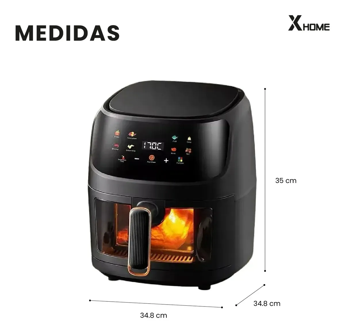 Freidora De Aire X-home Master Chef De 12l 2600w Ultra-ventana 'gourmet View' img #7