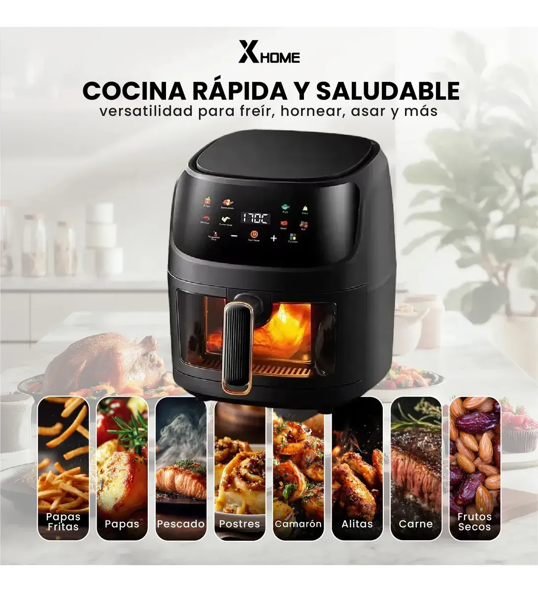 Freidora De Aire X-home Master Chef De 12l 2600w Ultra-ventana 'gourmet View' img #4
