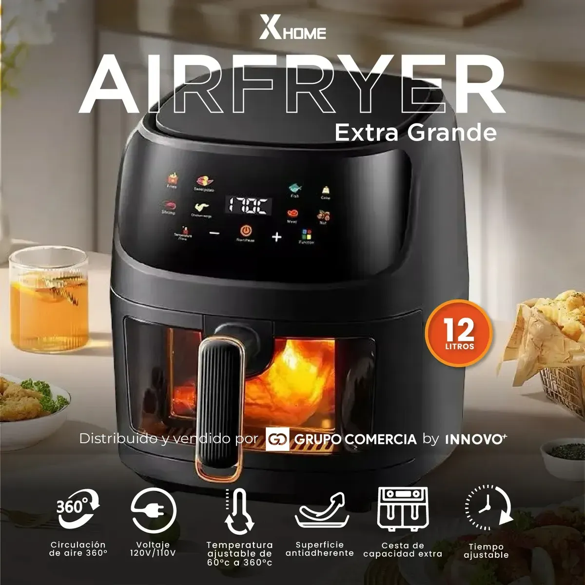Freidora De Aire X-home Master Chef De 12l 2600w Ultra-ventana 'gourmet View' img #2
