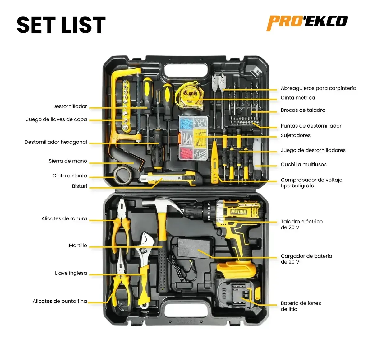 Potente Taladro Profesional Pro'ekco 120 Pz 2 Baterias 48v Todo En 1 img #6