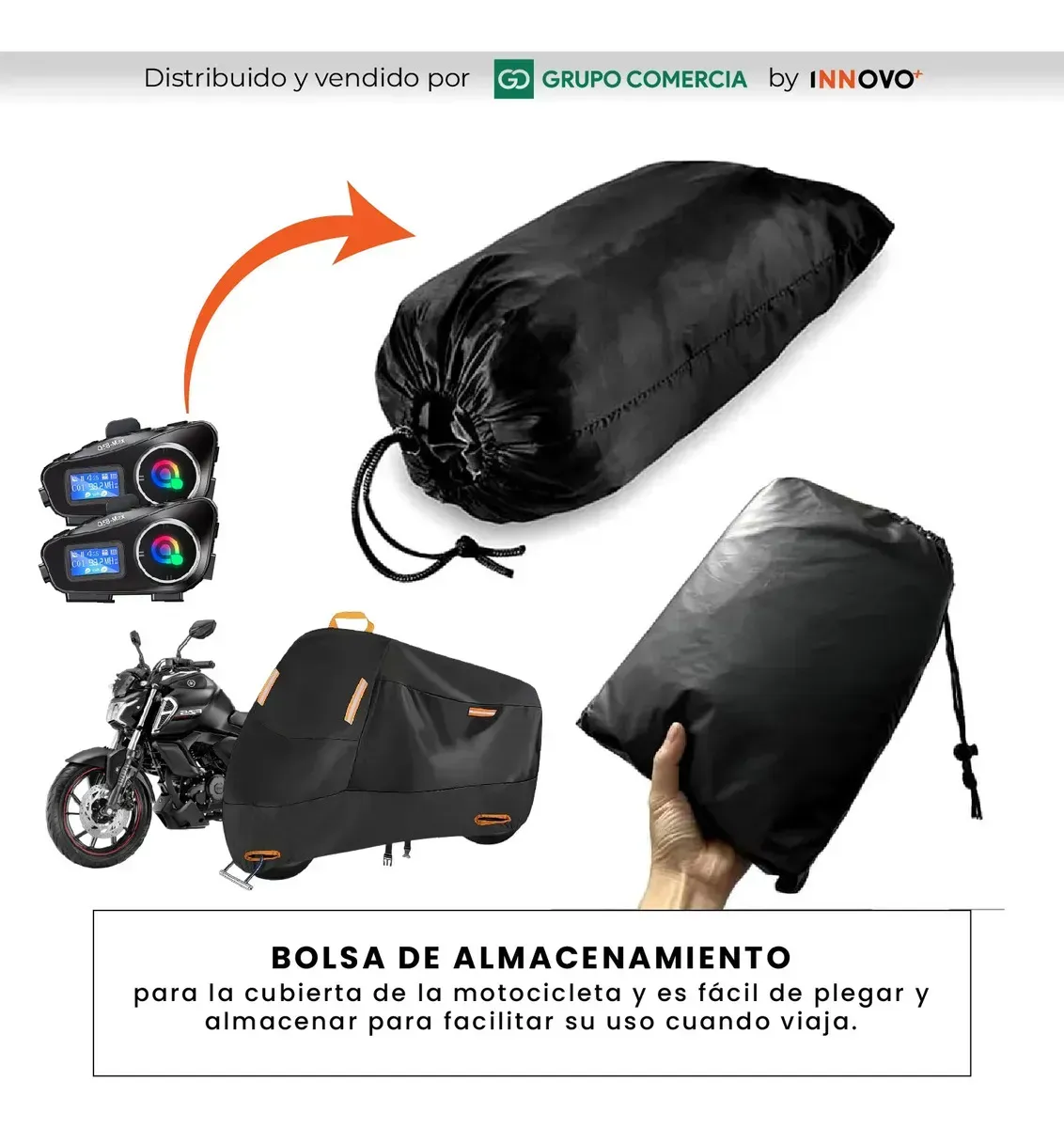 Pijama Moto 100% Impermeable Con 2 Intercomunicadores Q58-max Pantalla Led Negro img #2