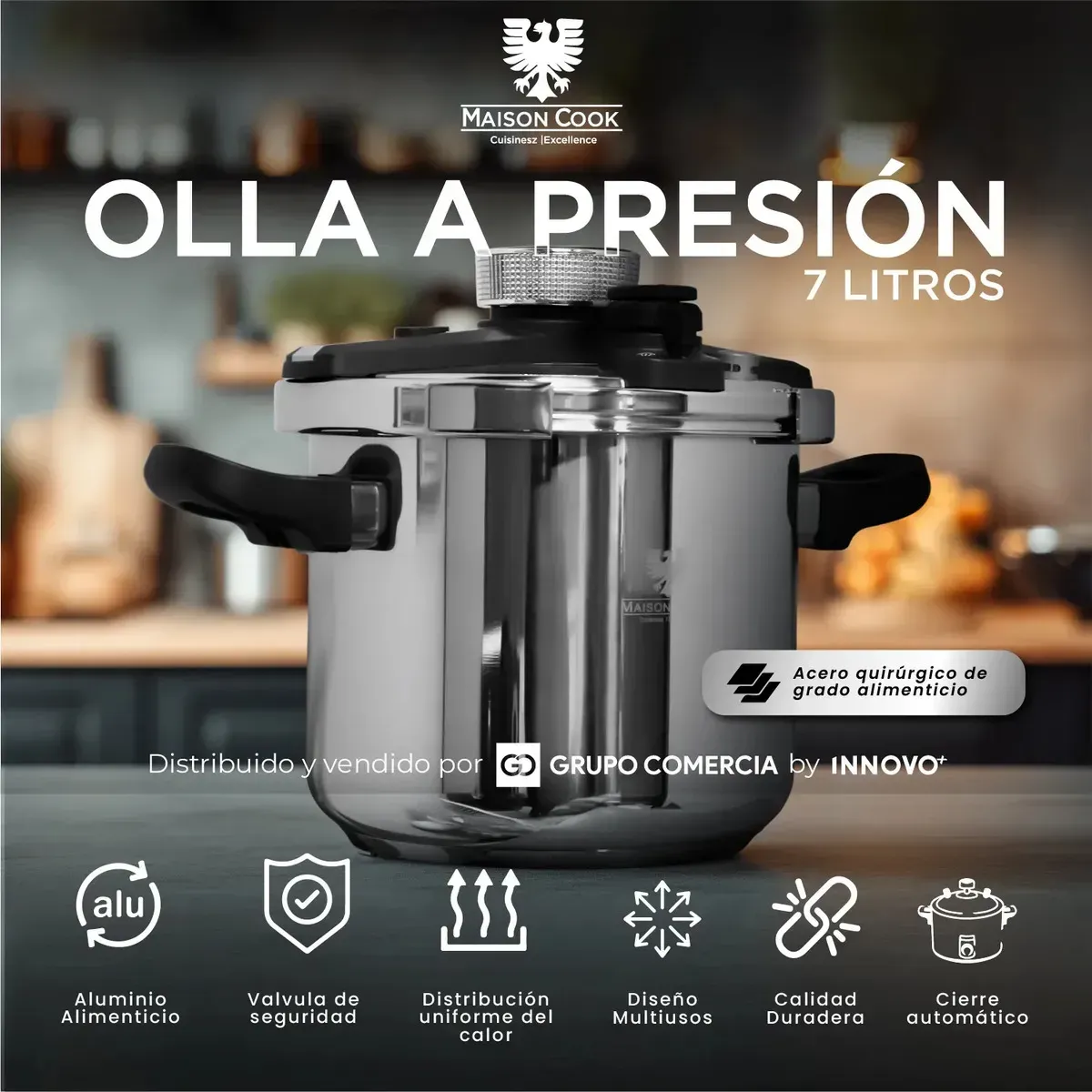 Olla A Presión 7 Litros Maison Cook Acero Quirúrgico Premium img #7