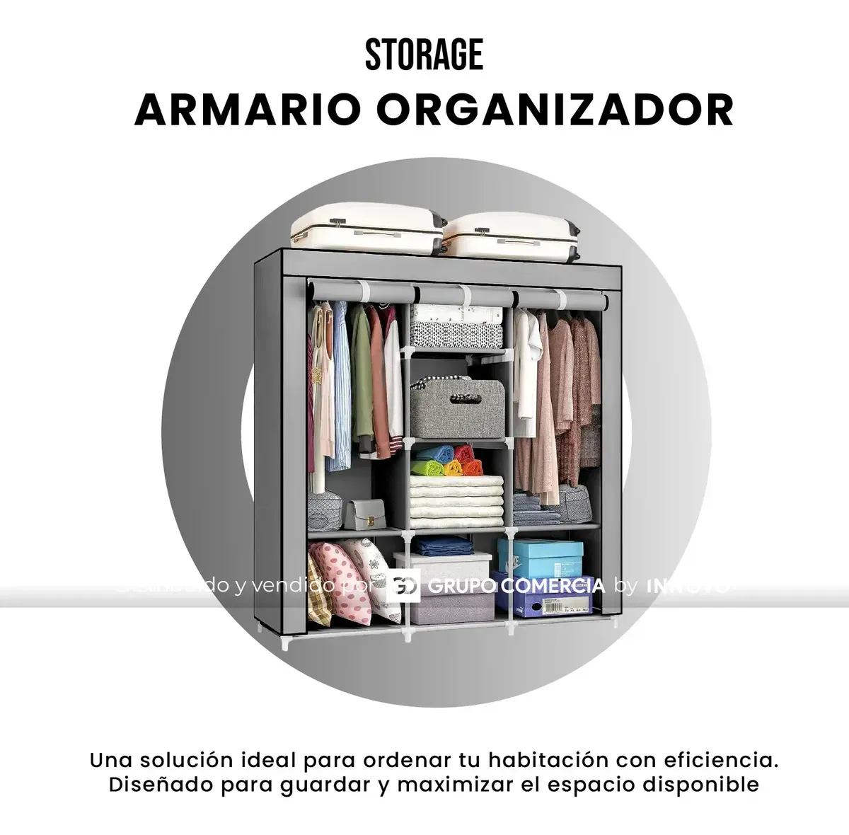 Closet Organizador De Ropa Practico Portátil Ropa 3 Cuerpos Armario img #4
