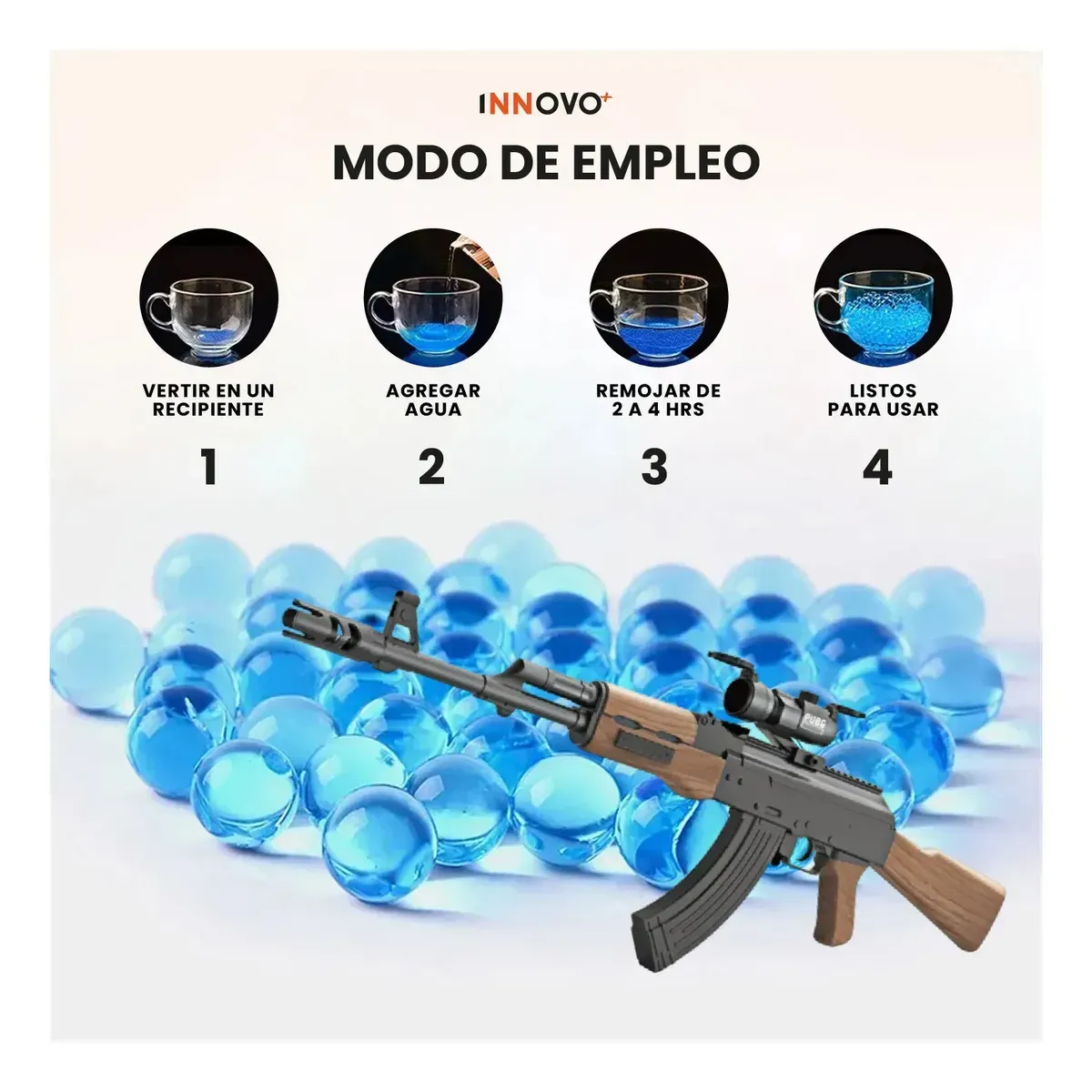 Rifle Hidrogel Ak47 Pro Lanzador Automático 90cm + 10,000 Orbeez Café Café img #5