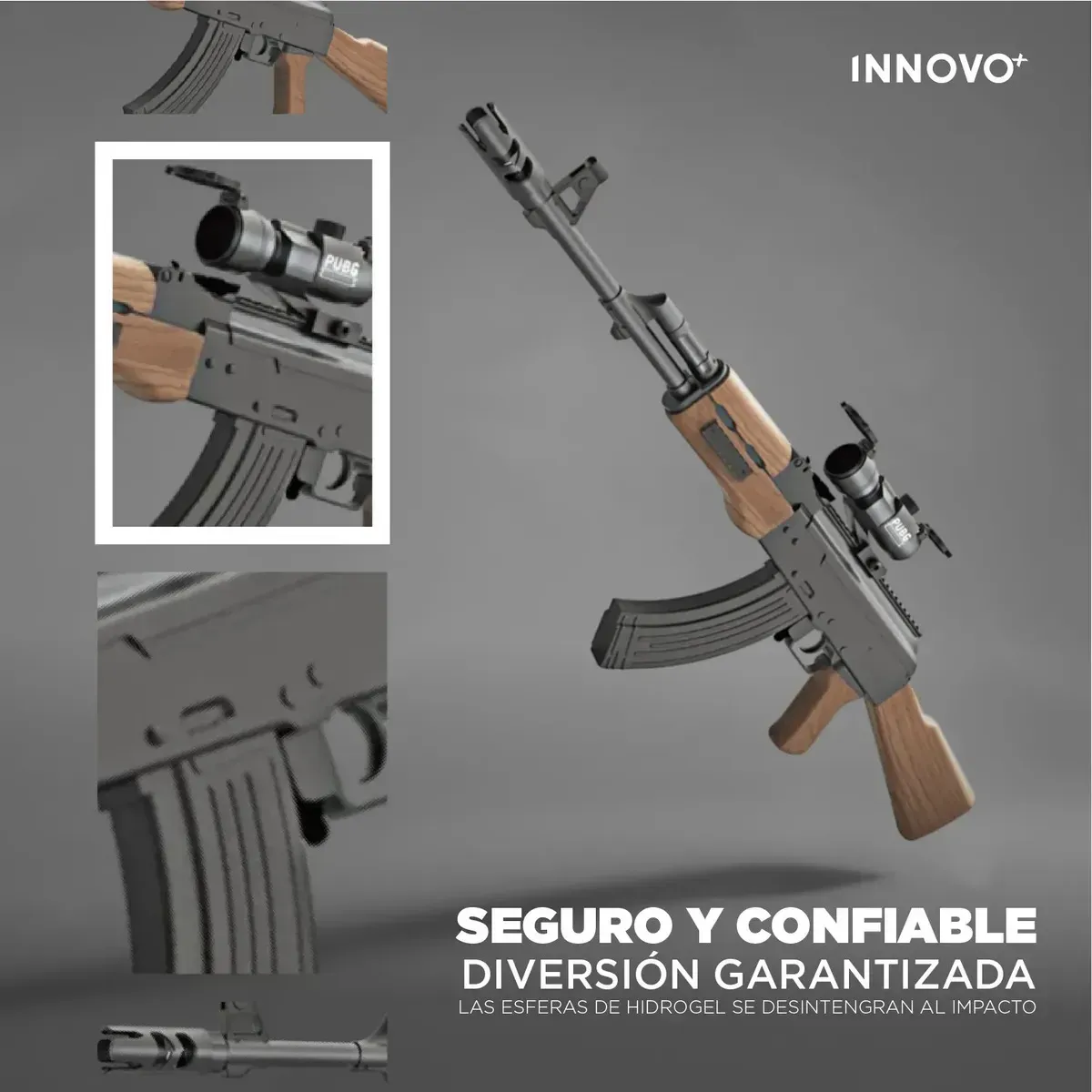 Rifle Hidrogel Ak47 Pro Lanzador Automático 90cm + 10,000 Orbeez Café Café img #3