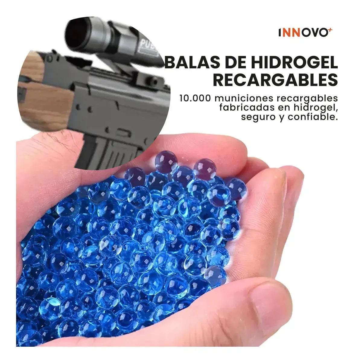 Rifle Hidrogel Ak47 Pro Lanzador Automático 90cm + 10,000 Orbeez Café Café img #4