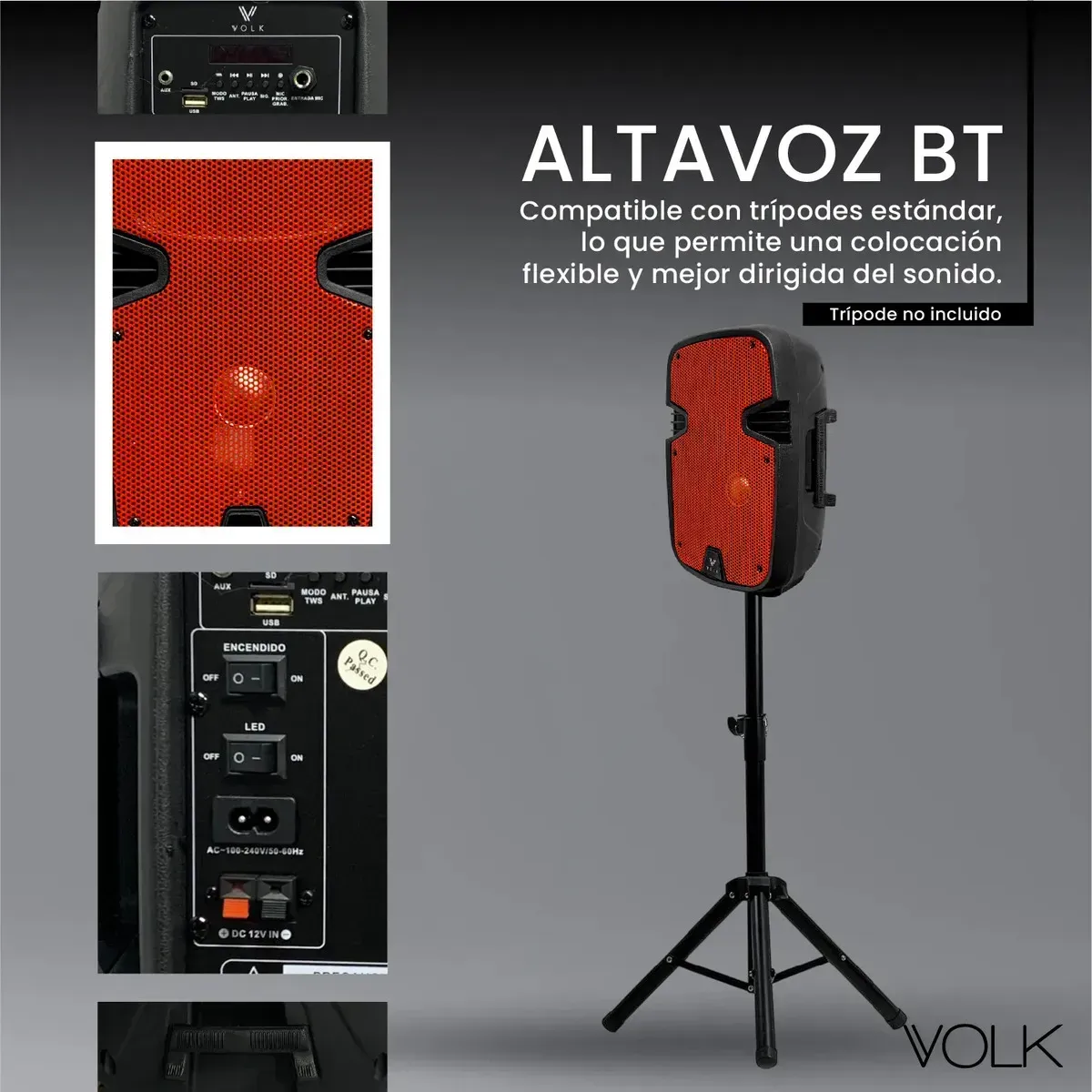 Parlante Profesional Bluetooth Potente Volk 8 Pulgadas Micrófono Inalámbrico Tws img #6