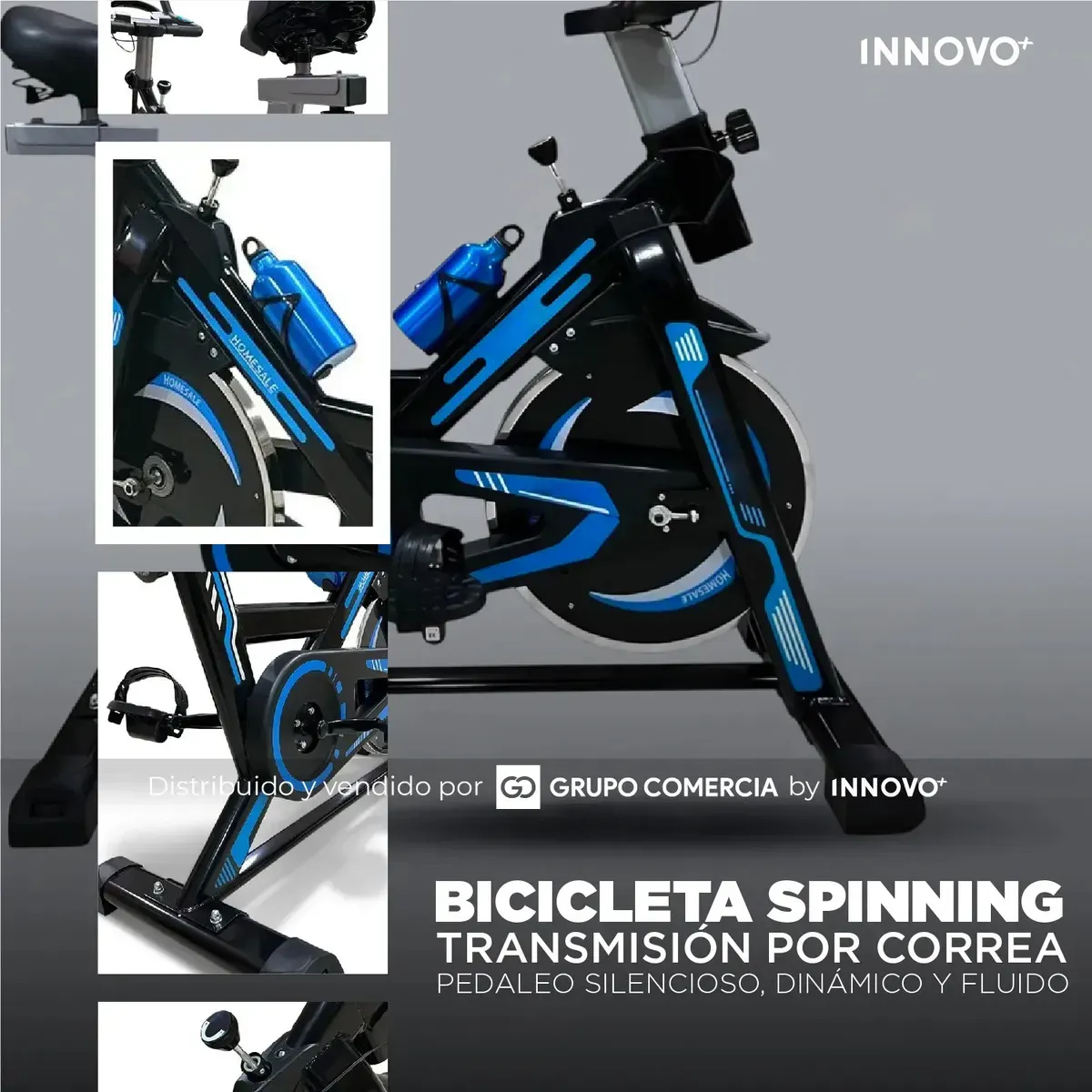 Bicicleta Estática Spinning Gym En Casa Silenciosa Negro Negro img #8