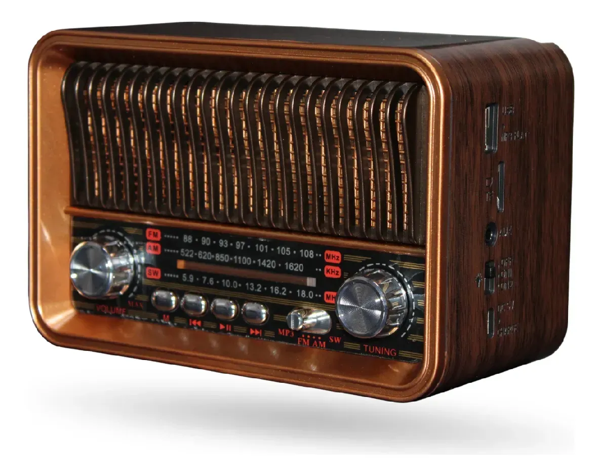 Radio Vintage Bluetooth Retro Am/fm/sw Recargable Con Linterna Hr-29bt Café 110v Café 110v img #1