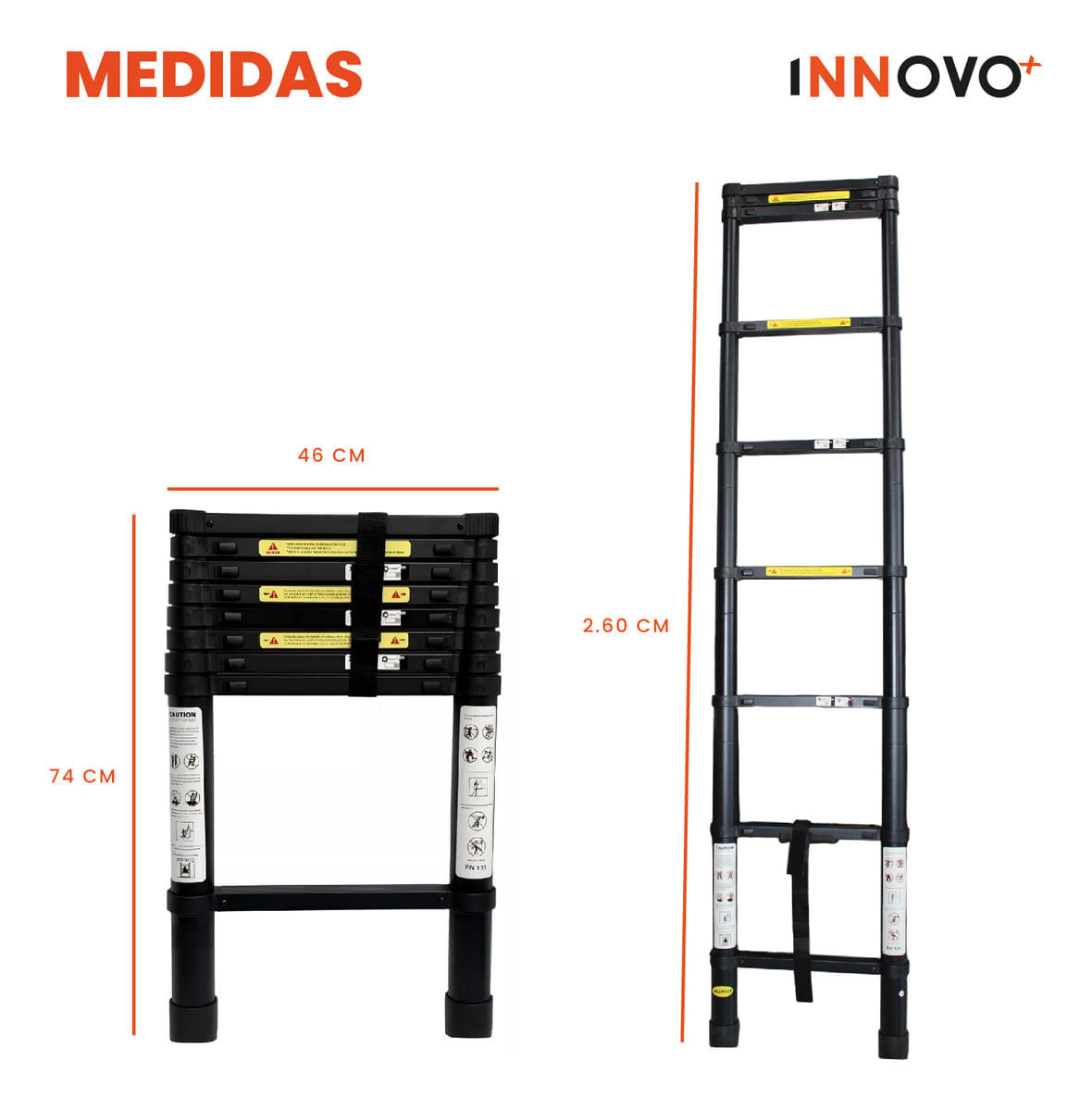Escalera Telescopica 2.6 Metros Ajustable Aluminio Práctica Innovo img #2