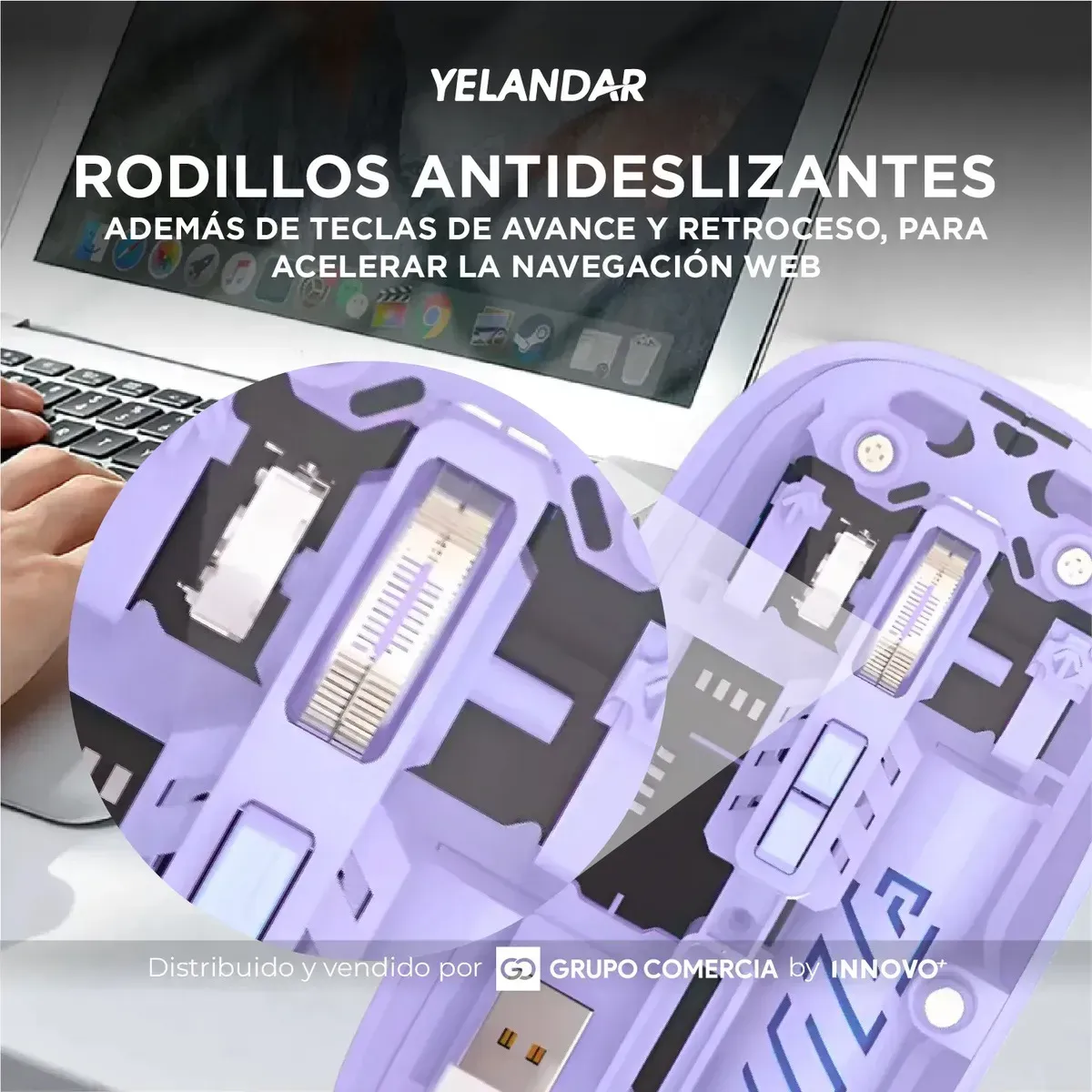 Mouse Inalámbrico Yelandar Lila Edition Pro Bluetooth + 2.4g Recargable img #2
