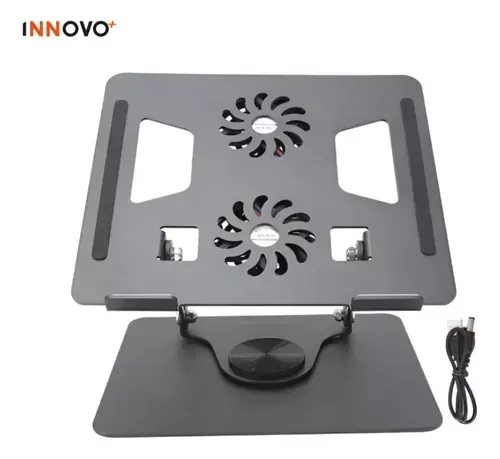 Base Soporte Para Portátil Giratoria 2 Ventiladores Plegable Metálica Yl-906 Innovo Tech img #1