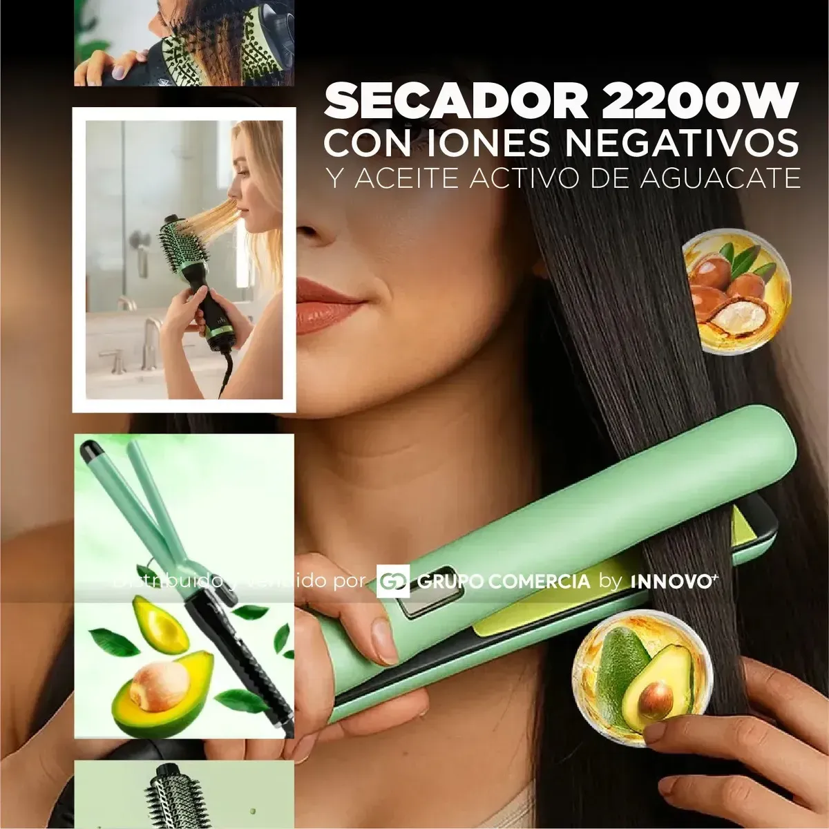 Plancha Cepillo Secador Rizadora Cerámica, Aguacate Y Macadamia img #7