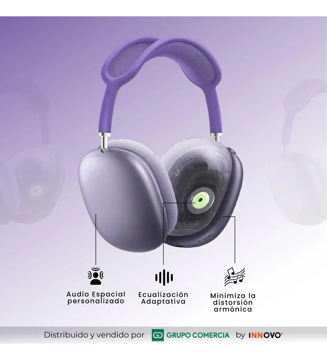 Audífonos Diadema Premium Bluetooth 5.0 - Audio Espacial Pro Lila img #6