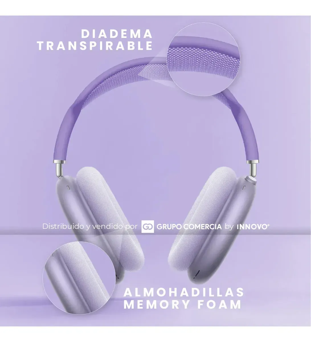 Audífonos Diadema Premium Bluetooth 5.0 - Audio Espacial Pro Lila img #7