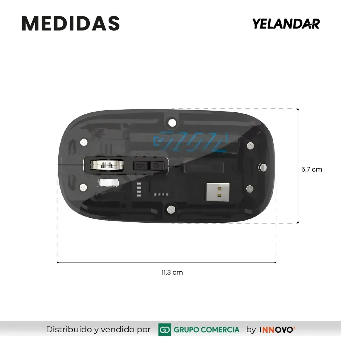 Mouse Inalámbrico Yelandar Negro Bluetooth + 2.4g Recargable Negro img #5