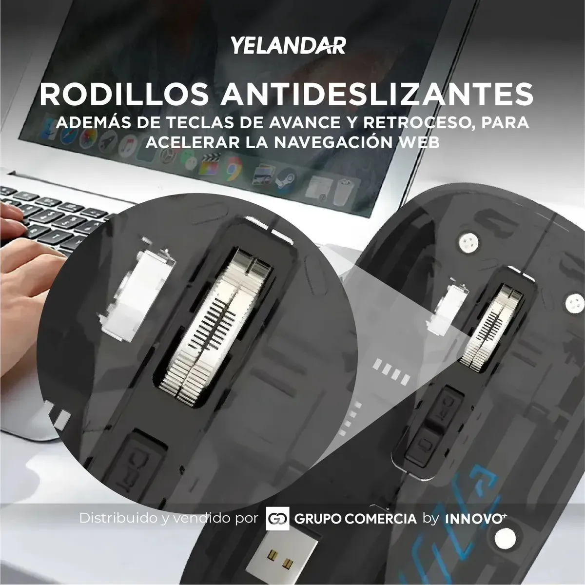 Mouse Inalámbrico Yelandar Negro Bluetooth + 2.4g Recargable Negro img #8