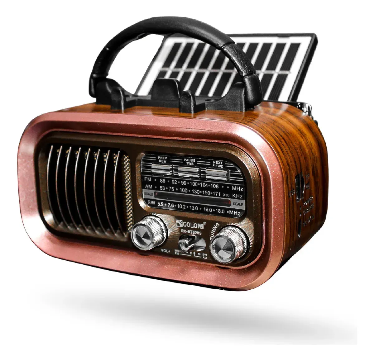 Radio Vintage Retro Bluetooth Carga Solar Recargable Fm/am/sw Portátil Café Café img #1