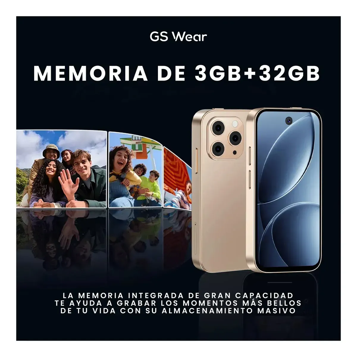 Celular Mini Premium Gs Wear Pantalla 3.75 Dual Sim Cámara Dual Traductor Ia Bronce img #2