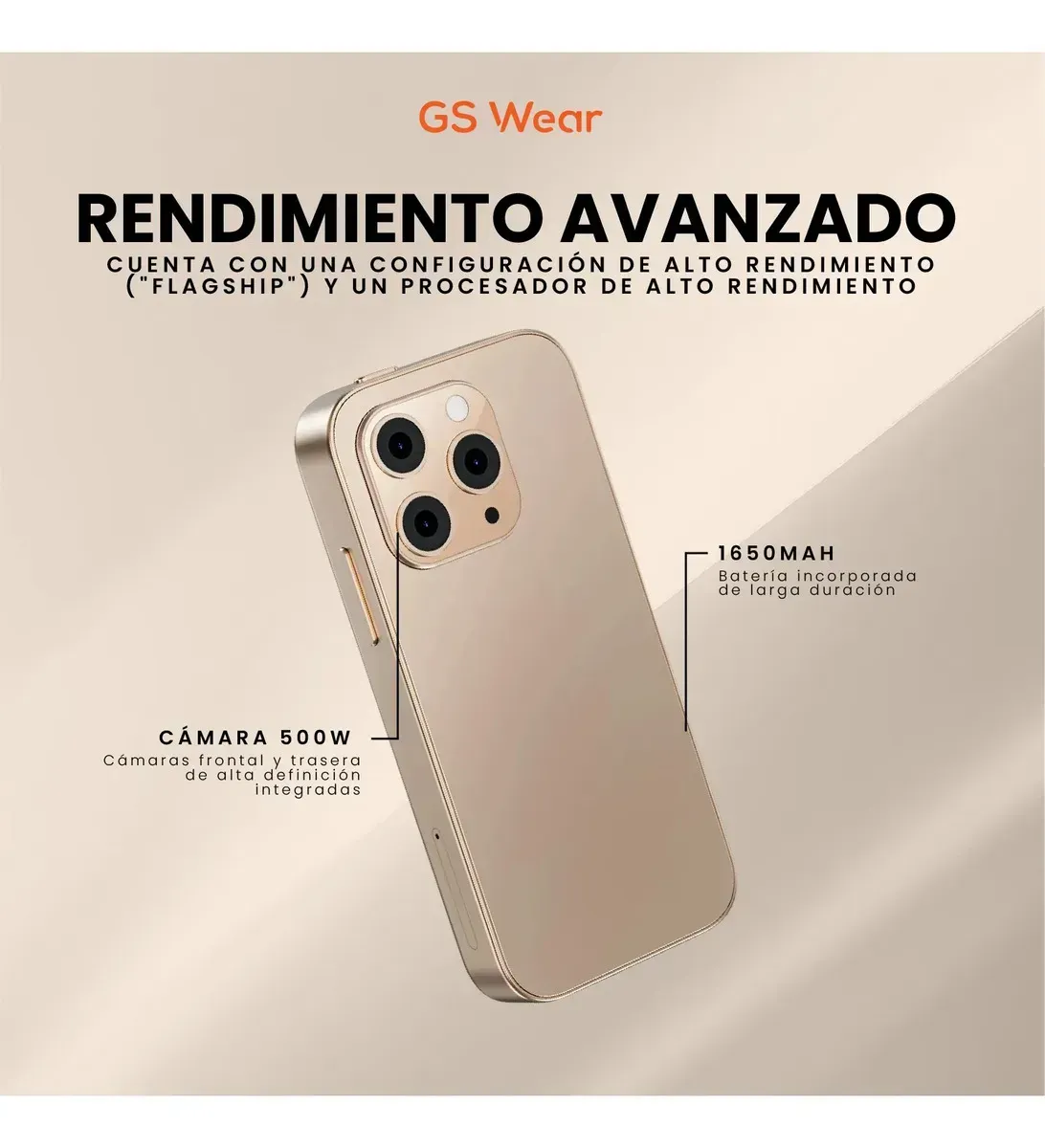 Celular Mini Premium Gs Wear Pantalla 3.75 Dual Sim Cámara Dual Traductor Ia Bronce img #7