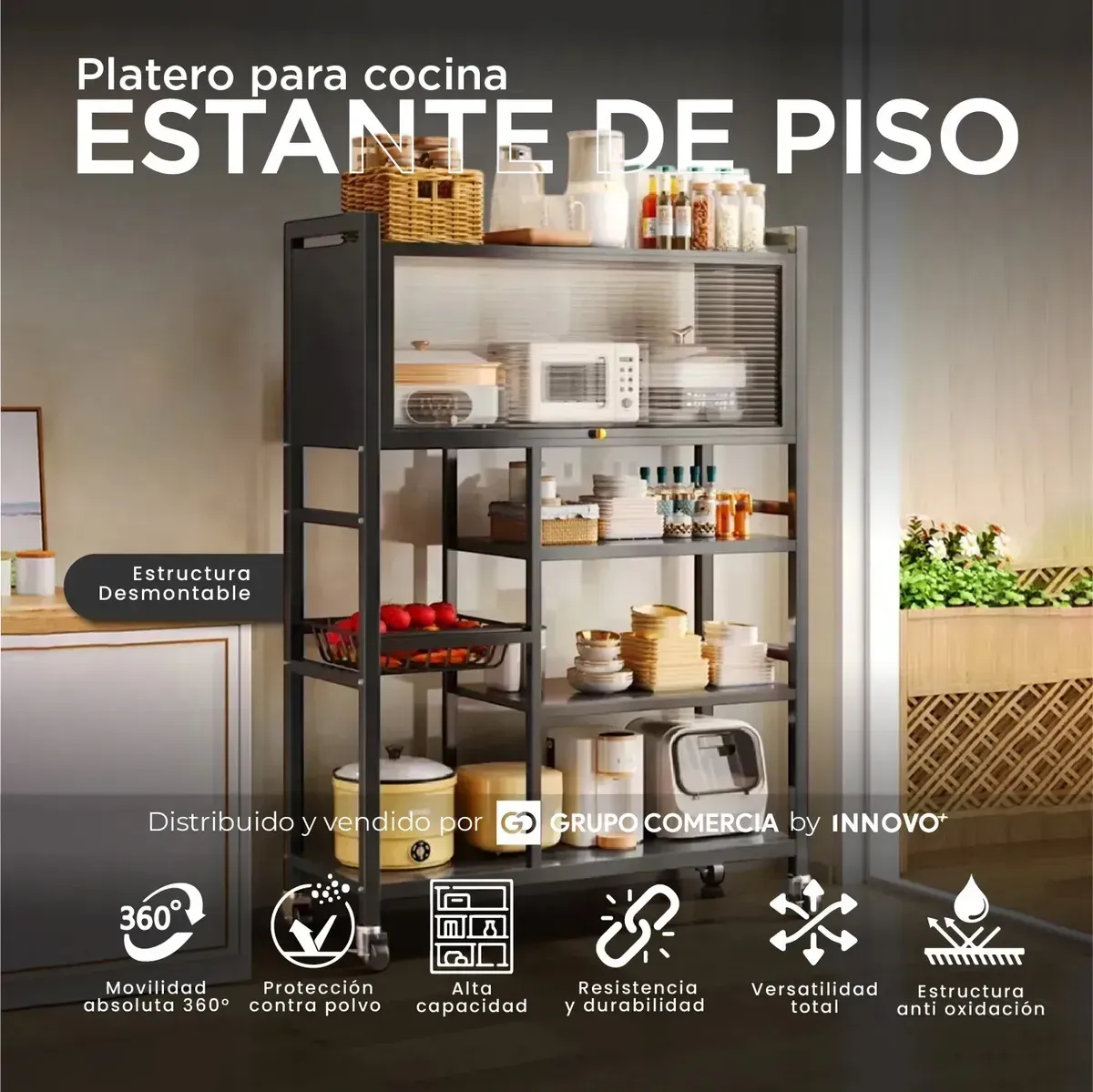 Organizador De Cocina Multiusos Premium Estante Con Puerta Metalico img #2