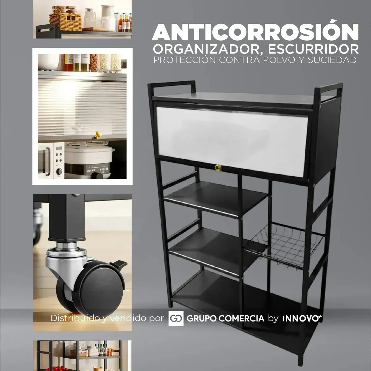 Organizador De Cocina Multiusos Premium Estante Con Puerta Metalico img #3