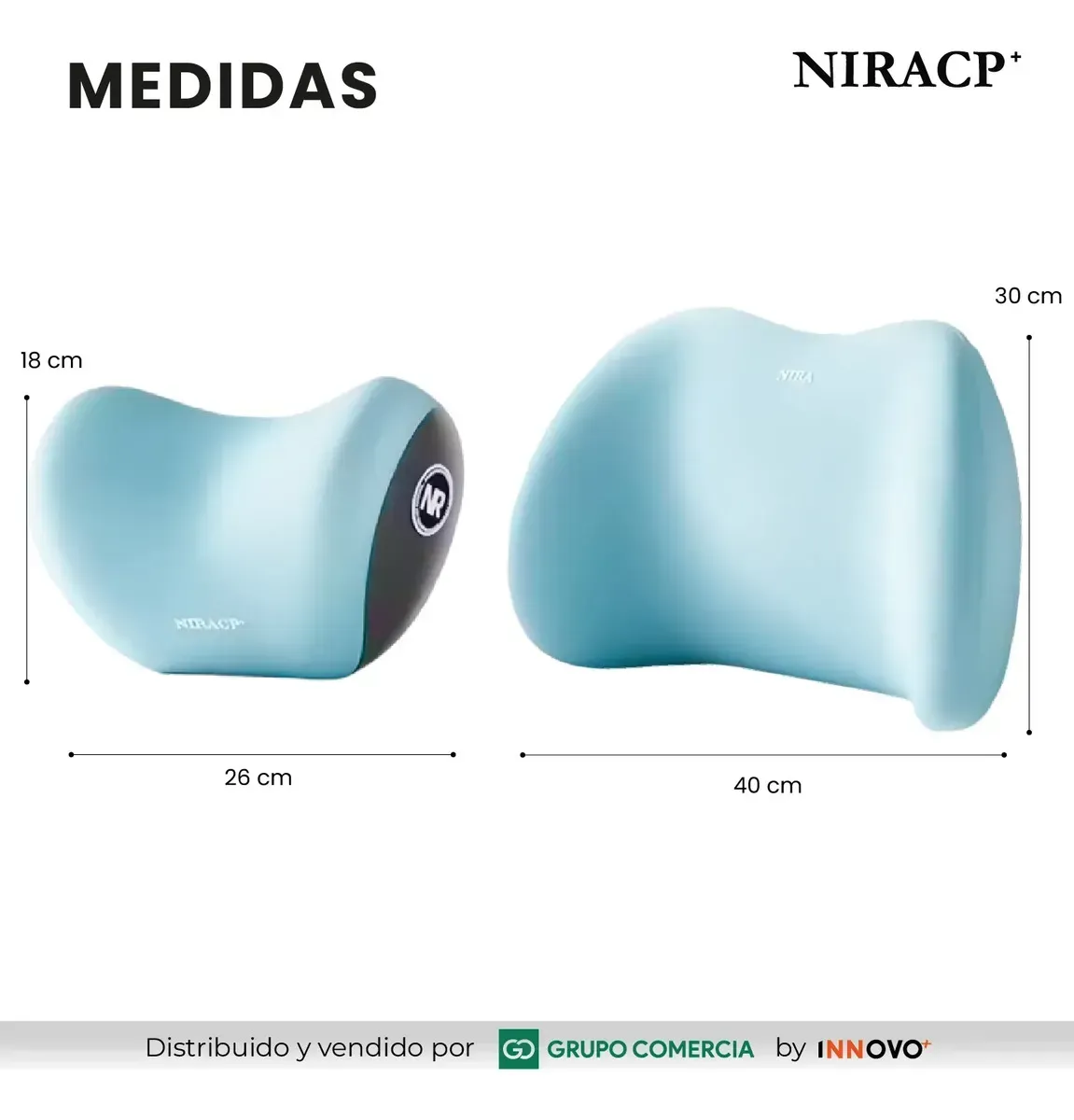 Soporte Lumbar Confort Premium Almohada Cervical De Espuma Viscoelástica Para Auto Azul Liso Azul Liso img #8