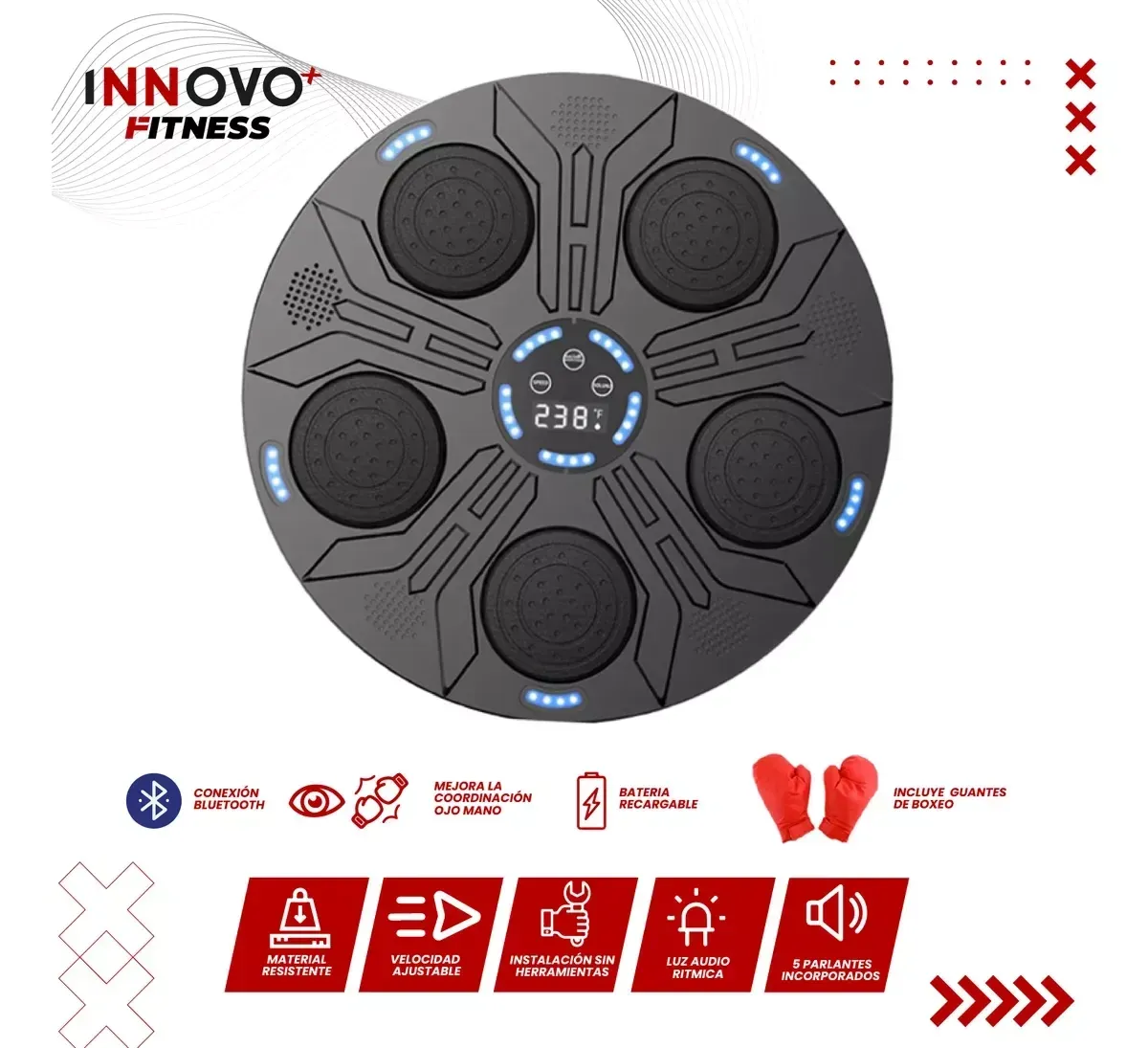 Tablero De Boxeo Con Parlante Bluetooth Guantes Rítmico Box img #2